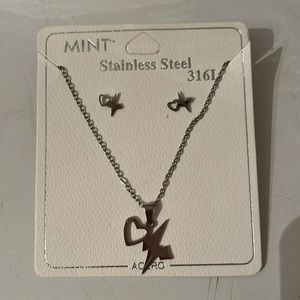 Heart beat necklace and earring set